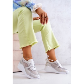 S.Barski Baskets Compensées En Cuir Avec Filet Argenté 5