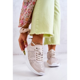 S.Barski Baskets compensées en cuir pour femme Beige Phiness 1