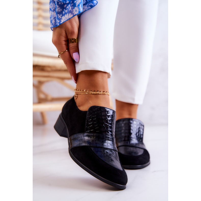 PA2 Chaussures serpent en daim noires Mariene le noir 1