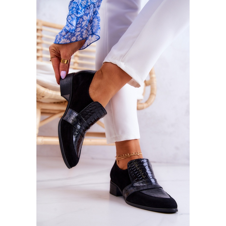 PA2 Chaussures serpent en daim noires Mariene 2