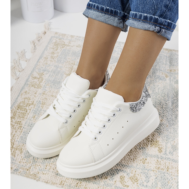 Baskets femme Gallo blanches argent 1 Baskets femme Gallo blanches argent 1