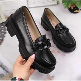 Chaussures en cuir avec chaîne Filippo W PAW252C noir 1