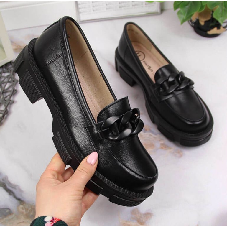 Chaussures en cuir avec chaîne Filippo W PAW252C noir le noir 1