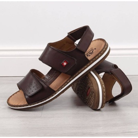 Sandales en cuir avec velcro Rieker M RKR529 marron brun 2