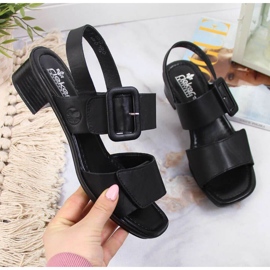 Sandales en cuir sur bloc Rieker W 62663-01 noir le noir 1