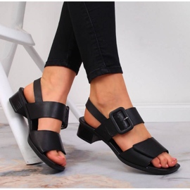 Sandales en cuir sur bloc Rieker W 62663-01 noir le noir 2