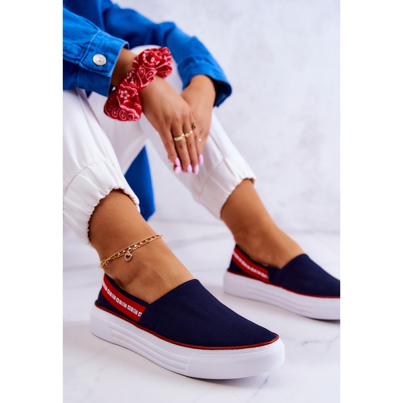 Baskets Femme Slip On Big Star JJ276009 Bleu Marine-Rouge 1 Baskets Femme Slip On Big Star JJ276009 Bleu Marine-Rouge 1