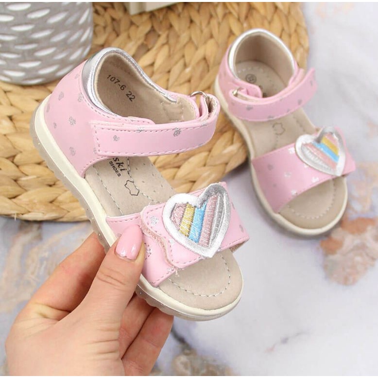 Sandales à scratch S. Barski Jr. OLI152B rose 1