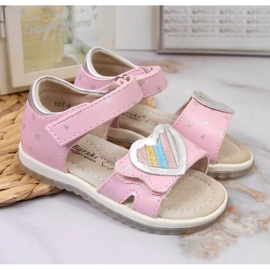 Sandales à scratch S. Barski Jr. OLI152B rose 2