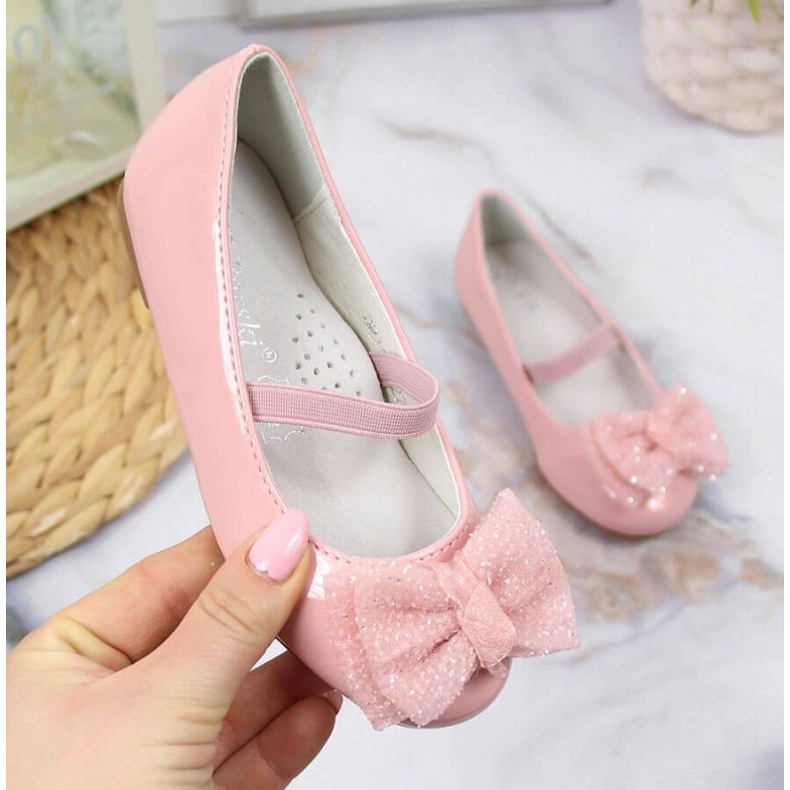 Ballerines à élastique S. Barski W OLI154B rose 1