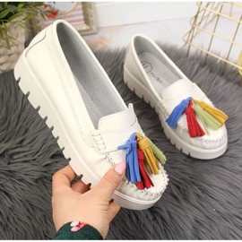 Mocassins en cuir à franges Filippo W PAW327B blanc blanche 1