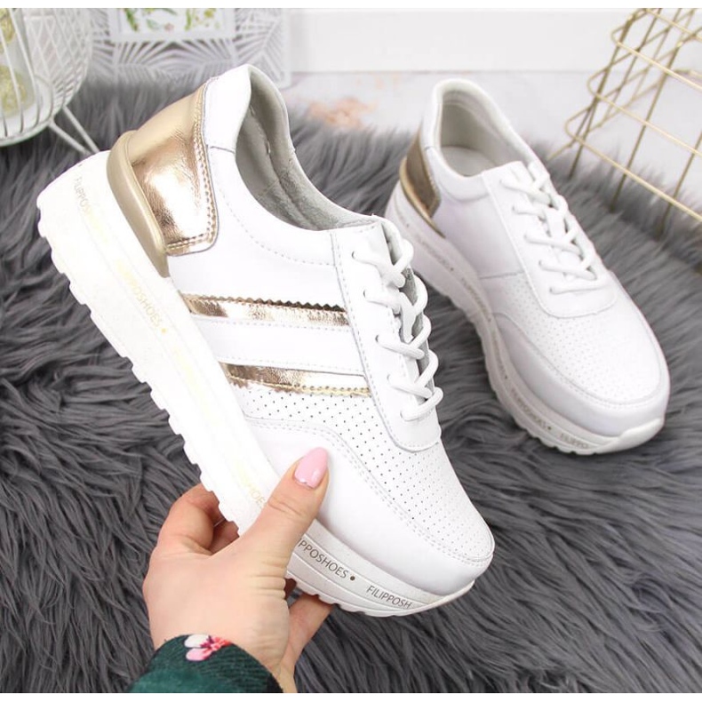 Baskets en cuir à plateforme Filippo W PAW328A blanc 1