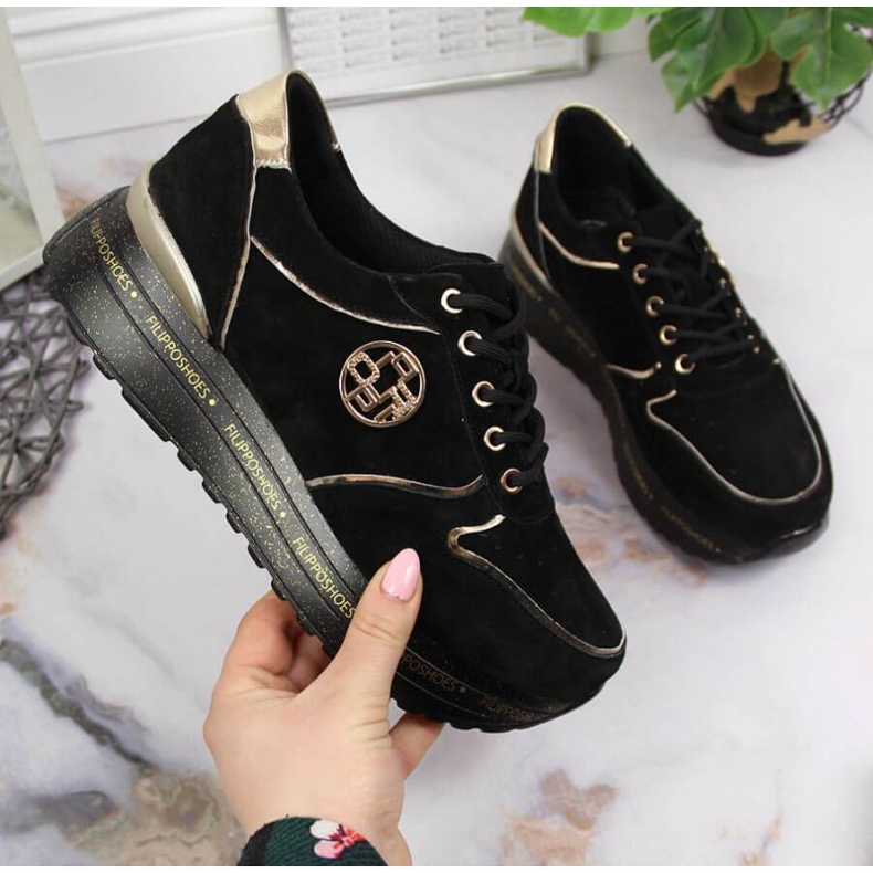 Baskets en cuir à plateforme Filippo W PAW330 noir le noir 1