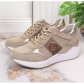 Baskets compensées en cuir Filippo W PAW331A beige 2
