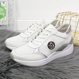 Baskets en cuir compensées Filippo W PAW331B blanc 2