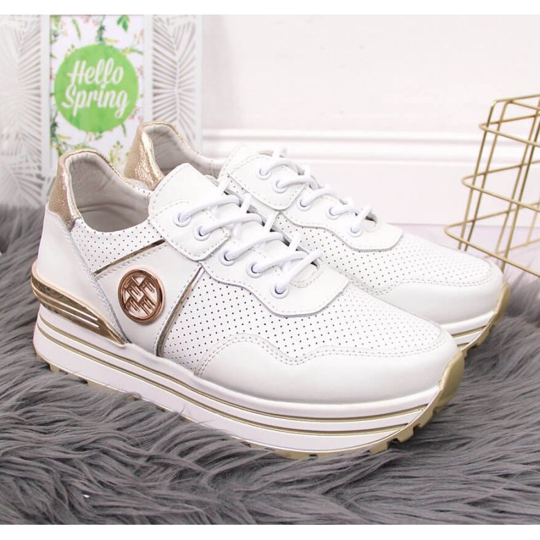 Baskets en cuir à plateforme Filippo W PAW332 blanc 2