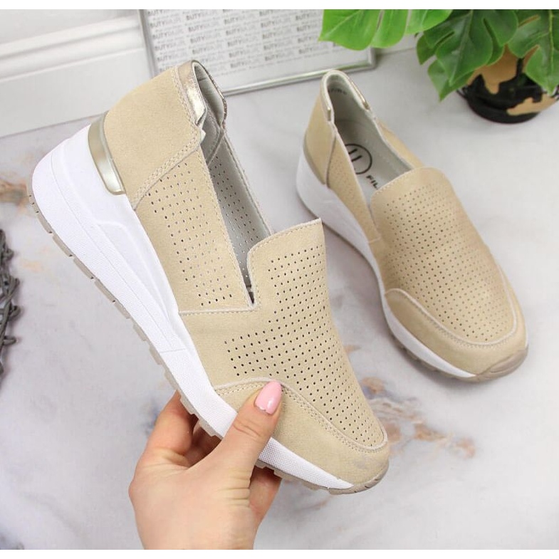 Baskets ajourées en cuir Filippo W PAW333A beige 1