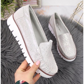 Mocassins en cuir sur la plate-forme Filippo W PAW336 argent 1