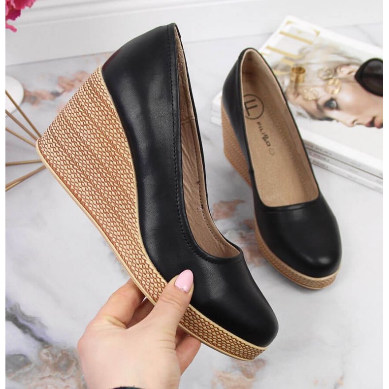 Escarpins compensés en cuir Filippo W PAW339A noir le noir 1