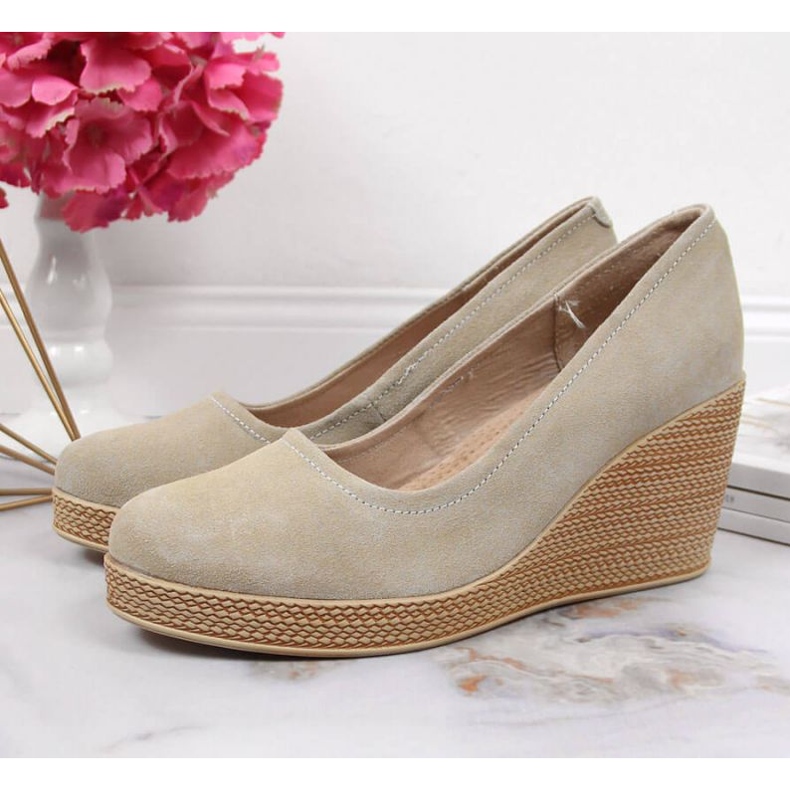 Escarpins compensés en cuir Filippo W PAW339D beige 2