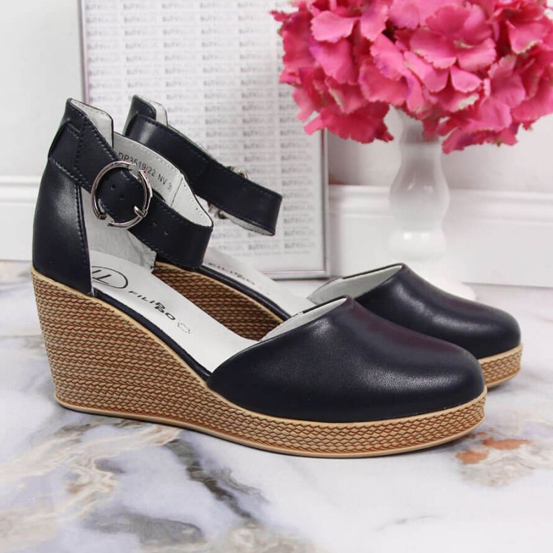 Sandales compensées Filippo W PAW340B bleu marine 2