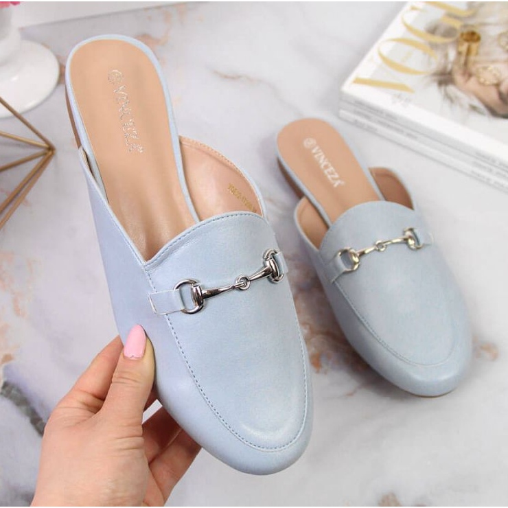 Pantoufles montées avec ornement Vinceza W JAN103A bleu 1