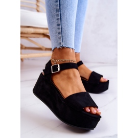 FW1 Sandales en daim sur la plate-forme noire de Stamford 2