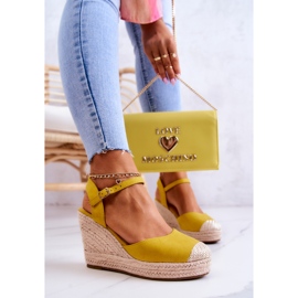 FW1 Espadrilles Femme Sur Plateforme Tressée Jaune Canillo 4