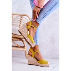 FW1 Espadrilles Femme Sur Plateforme Tressée Jaune Canillo 5
