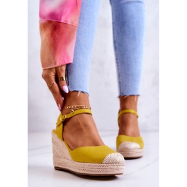 FW1 Espadrilles Femme Sur Plateforme Tressée Jaune Canillo 3