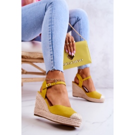 FW1 Espadrilles Femme Sur Plateforme Tressée Jaune Canillo 7
