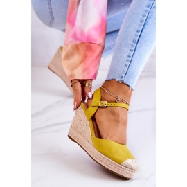 FW1 Espadrilles Femme Sur Plateforme Tressée Jaune Canillo 6