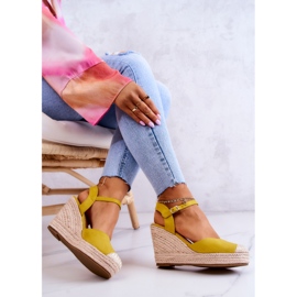 FW1 Espadrilles Femme Sur Plateforme Tressée Jaune Canillo 8