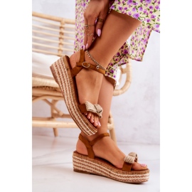 FW1 Sandales Espadrilles En Daim Avec Nœud Torrance Camel brun 3
