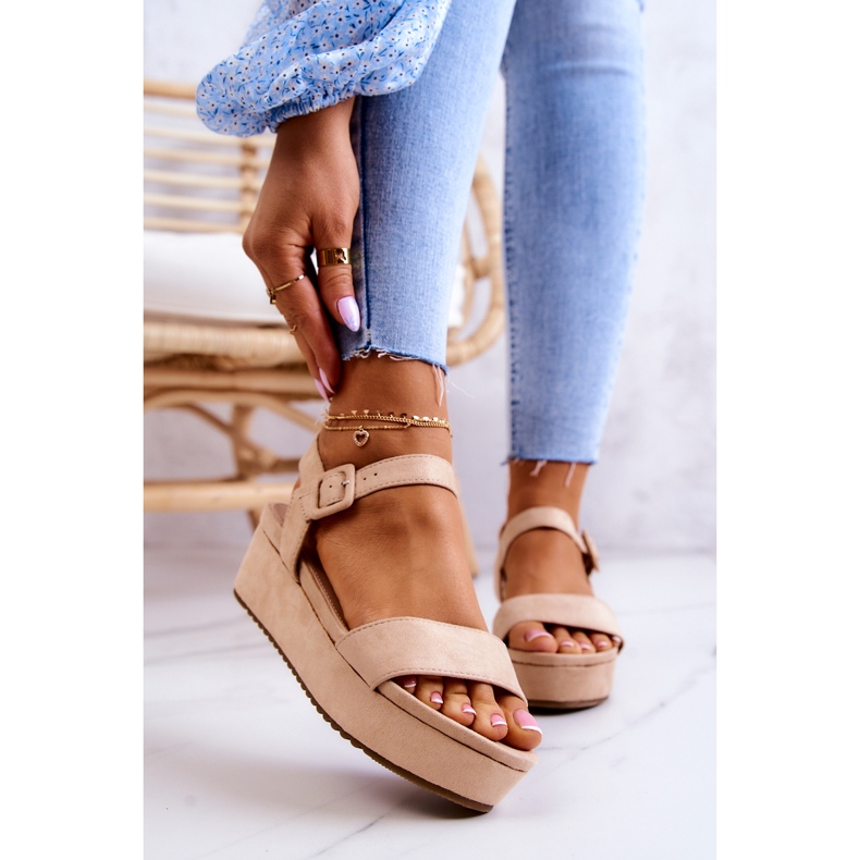 FW1 Sandales en daim sur la plateforme Sariah beige 1