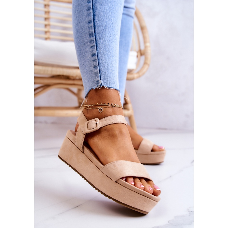 FW1 Sandales en daim sur la plateforme Sariah beige 2