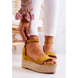 FW1 Sandales Compensées Femme Avec Zircon Jaune Linette 1