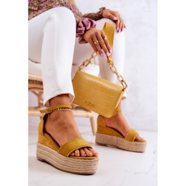 FW1 Sandales Compensées Femme Avec Zircon Jaune Linette 4