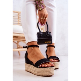 FW1 Sandales Compensées Femme Avec Cubic Zirconia Noir Linette le noir 3