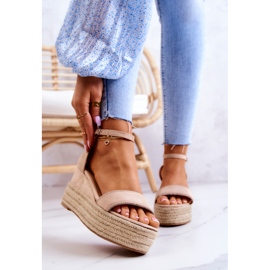 FW1 Sandales Compensées Femme Avec Zircon Beige Linette 1