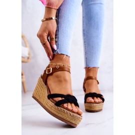 FB2 Sandales Compensées à la Mode Noir Roseville 2