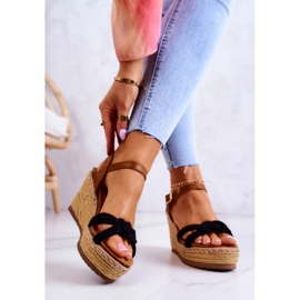 FB2 Sandales Compensées à la Mode Noir Roseville 1