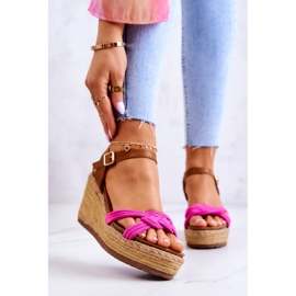 FB2 Sandales Compensées Tendance Fuchsia Roseville 1