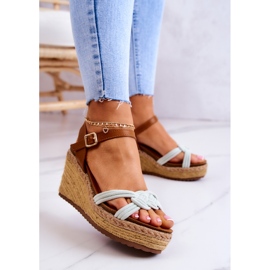 Sandales Compensées À La Mode Vert Vif Roseville 4