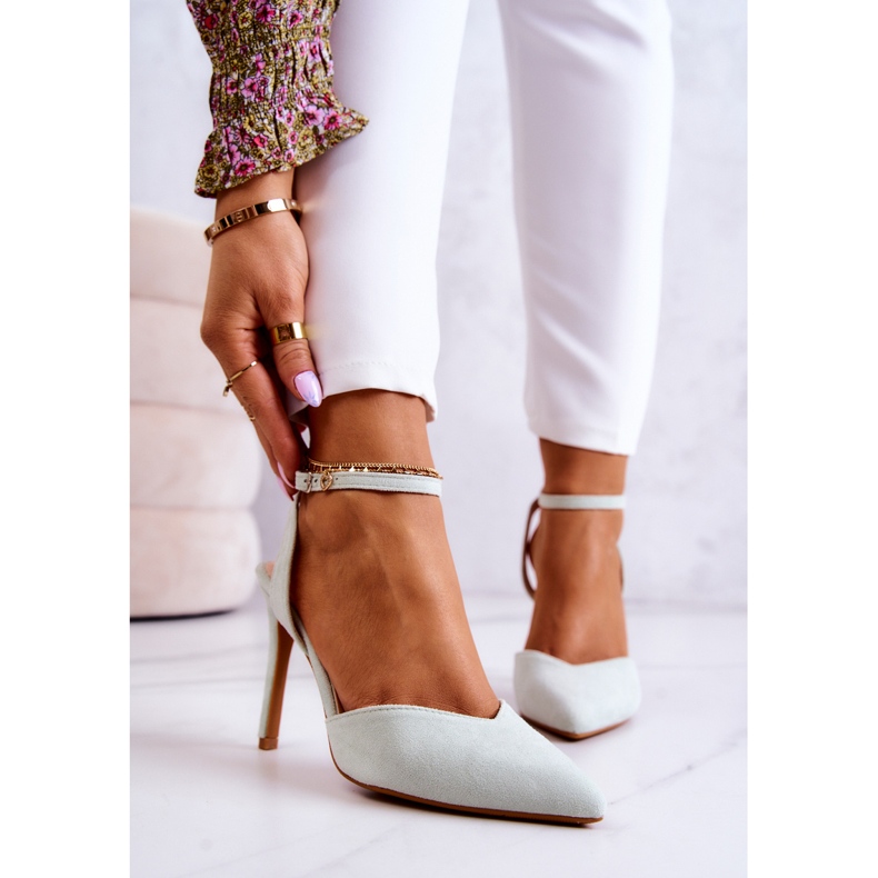 Talons Boucles Daim Vert Clair Kharen 1