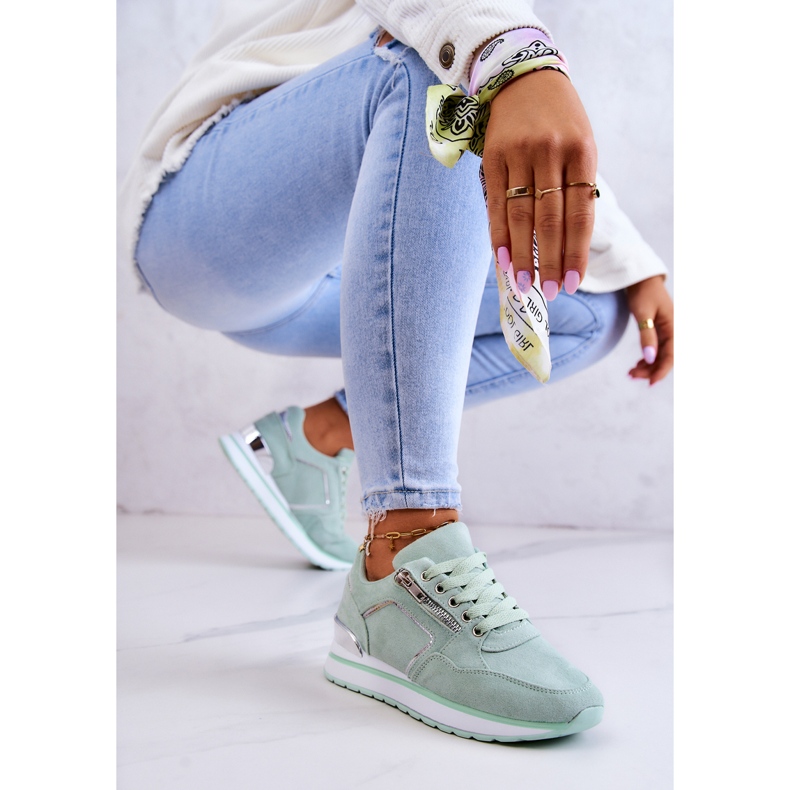 FB2 Chaussures de sport en daim sur une plate-forme Riverside vert clair 1