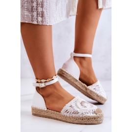 FE1 Espadrilles Femme Sur Plateforme Tressée Blanc Calise 1