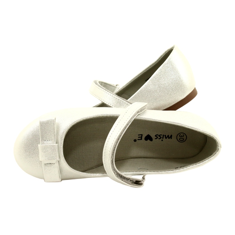 Miss Ballerines de filles avec un arc argenté 4