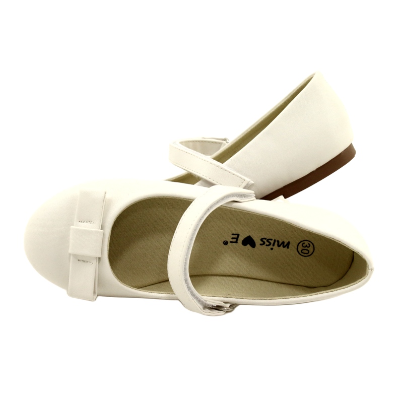 Ballerines blanches avec nœud velcro 4