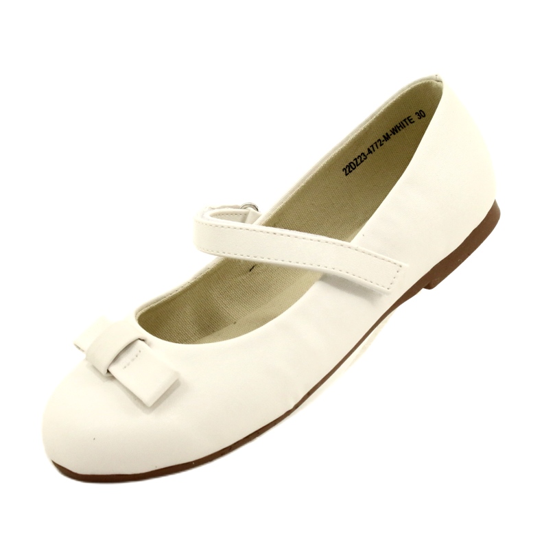 Ballerines blanches avec nœud velcro 3